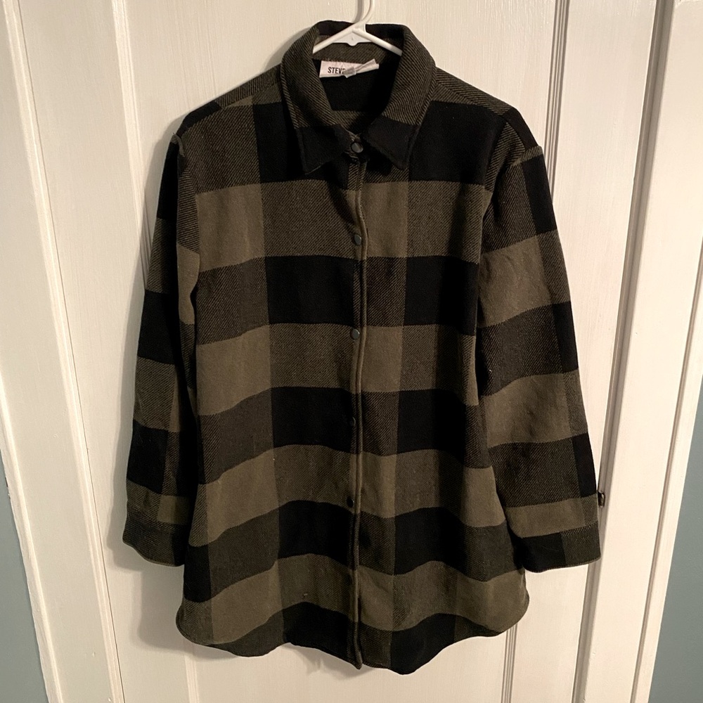 Steve Madden Black and Olive Plaid Jacket